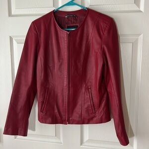 La Canadienne Made in France RED‎ 100% Lamb Leather Jacket, Sz 42